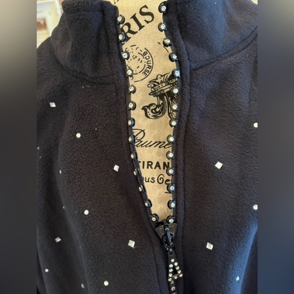 Quacker Factory Sparkle Shine Black Fleece Casual Three Quarter Zip Pullover 3X - Picture 4 of 6